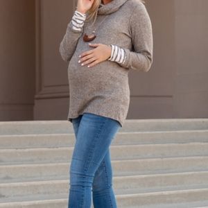 Striped Cowl Neck Sweater